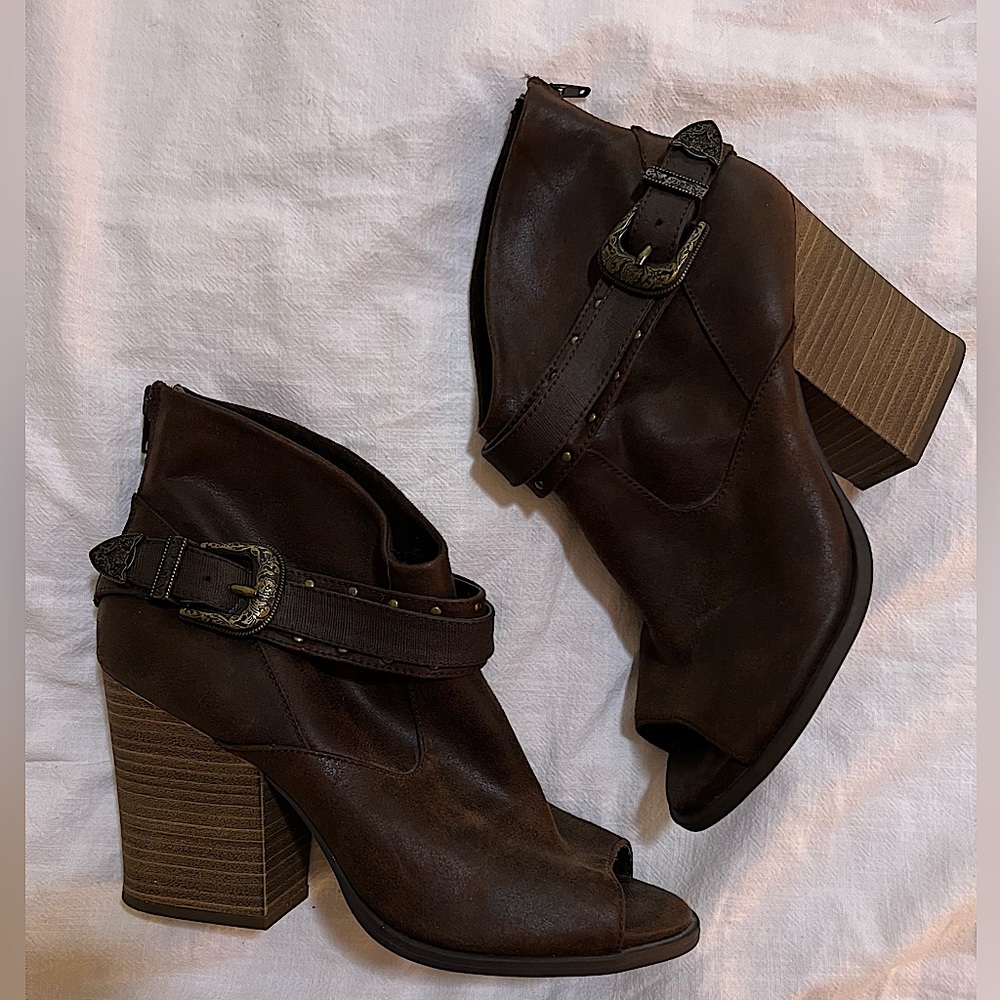 Jellypop Chloe peep-toe ankle booties with buckle detail
